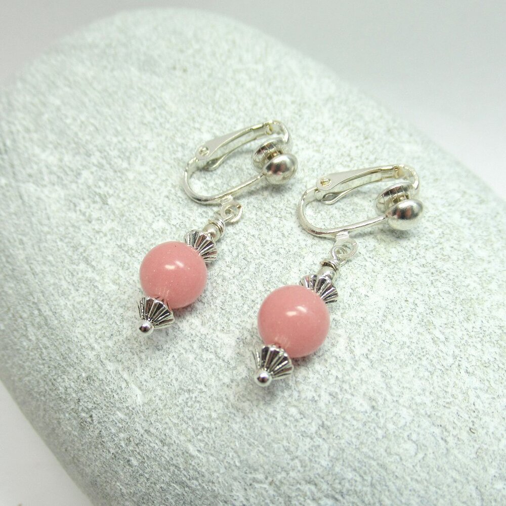 Glow in the dark bead clip on earrings